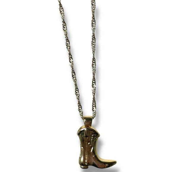 Keachains Cowboy Boot 18k Gold Plated Stainless Steel Twist Chain Drop Necklace - Picture 5 of 5